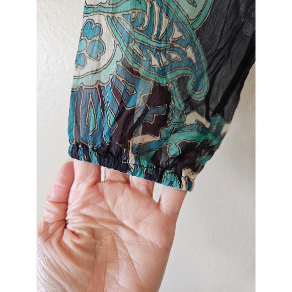NWT Lucky Brand Sheer Boho Paisley Peasant Top, Size XS - Picture 3 of 12